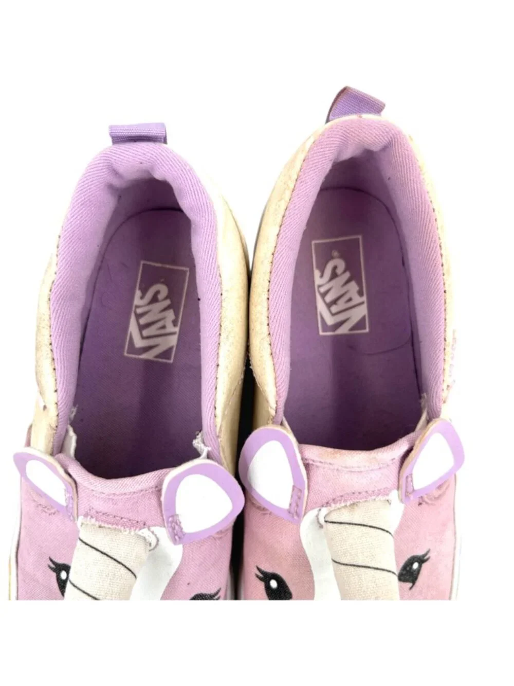 Vans Asher Unicorn Slip-On Shoes Lavendar Multicolor Sparkle Youth 2.5
